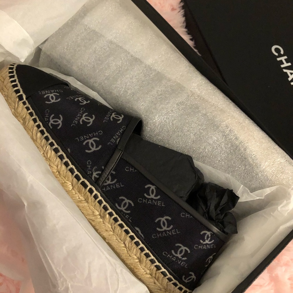Chanel grosgrain mesh espadrilles